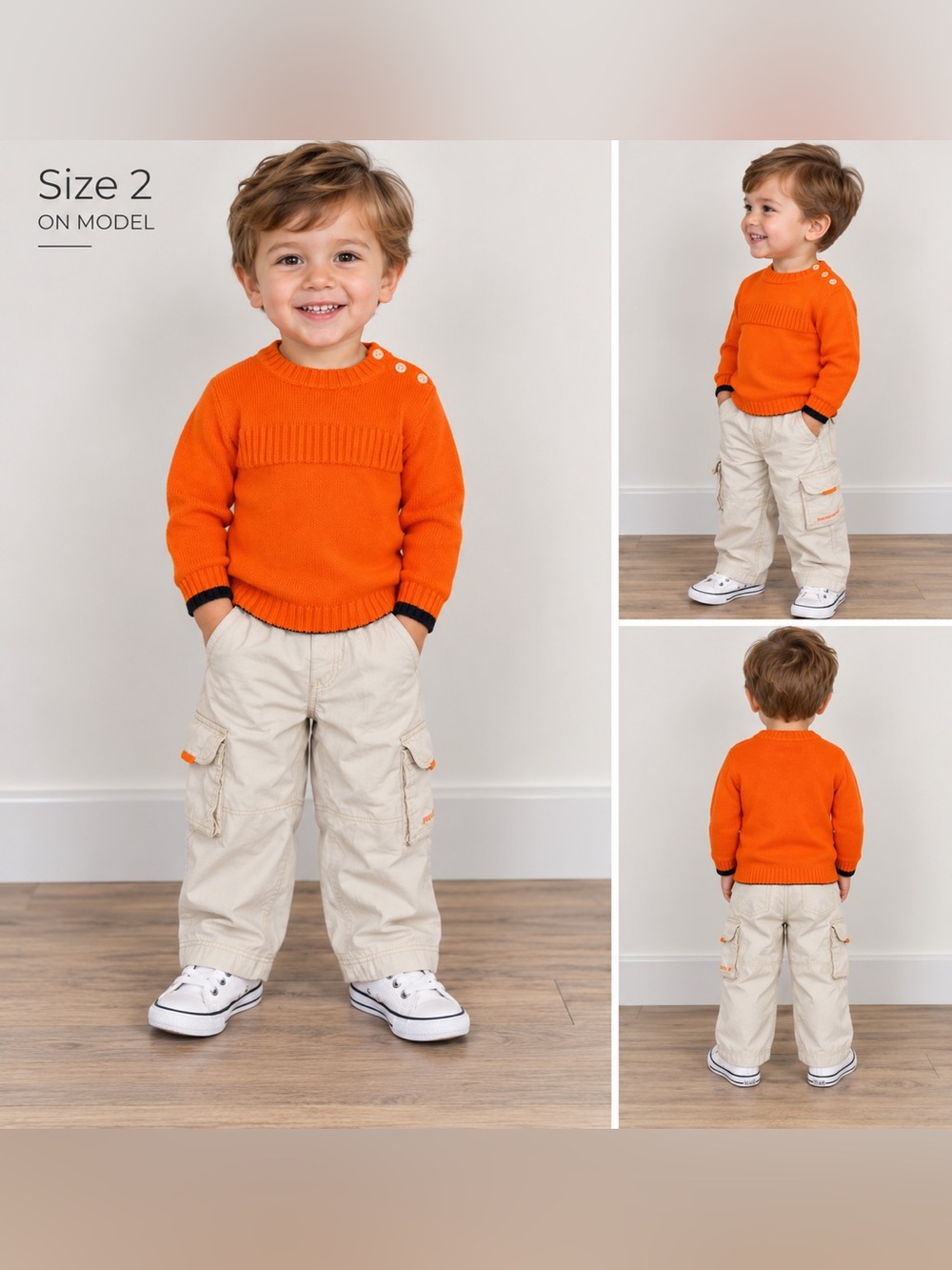 BURBERRY Orange Sweater & Khaki Cargo Pants Set Toddler boys size 2T